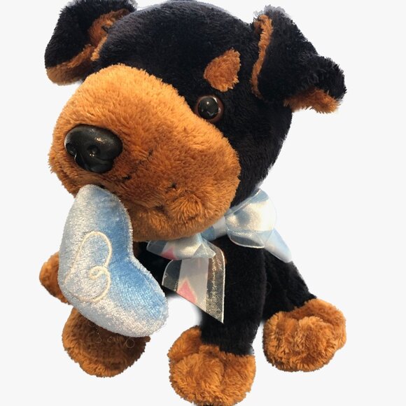 Walmart Rottweiler Rottie Black Brown Blue Heart Blue Ribbon 7 " Sitting - Picture 2 of 8